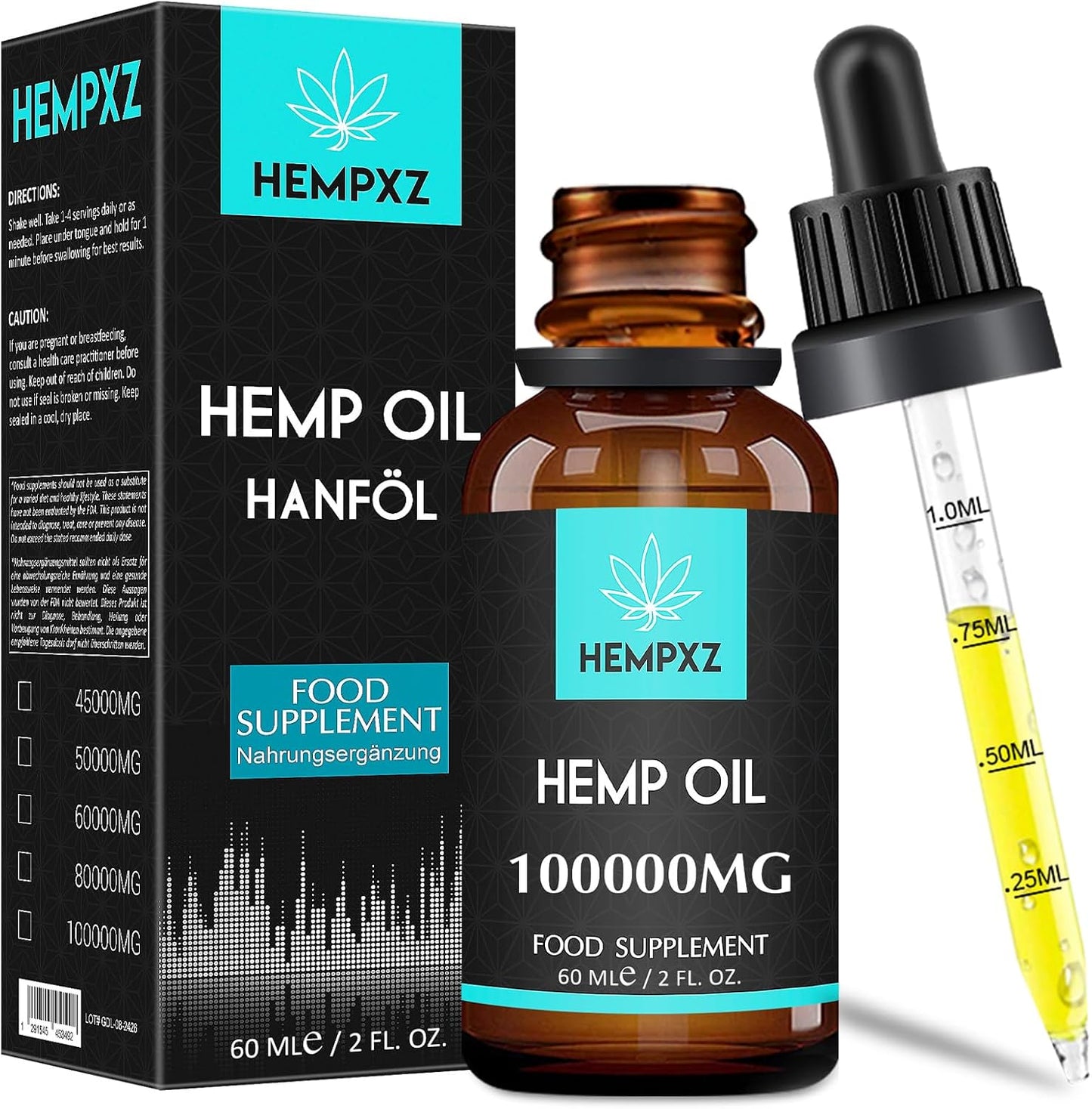 Hempy Natural Oil High Strength Natural Ingredients 100,000mg Hempxz