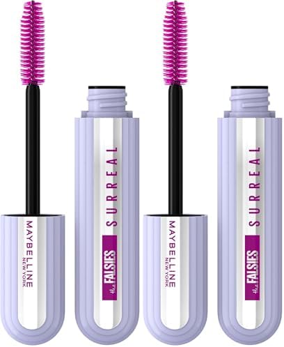 Maybelline Extension Mascara, Salon-Like Extension, Provides +36% More Length & X10 Volume, Hybrid-Fiber Technology & Extended Helix Brush, The Falsies Surreal, Black
