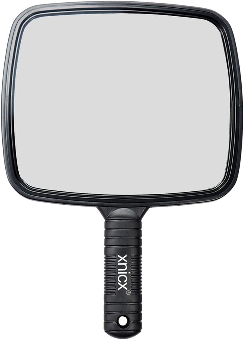 Xnicx Hand Held Mirror Professional Barber Shaving Salon Mirror Black - Scent Shave And All