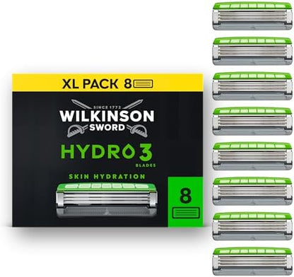 Wilkinson Sword Hydro 3 Men’s Razor Blade Refills, XXL 16 Pack | 3 Blade Face or Body Razors for Men, Dual Lubrication, Hydrating Gel Formula, Great Shavers for Wash Bags or Holidays