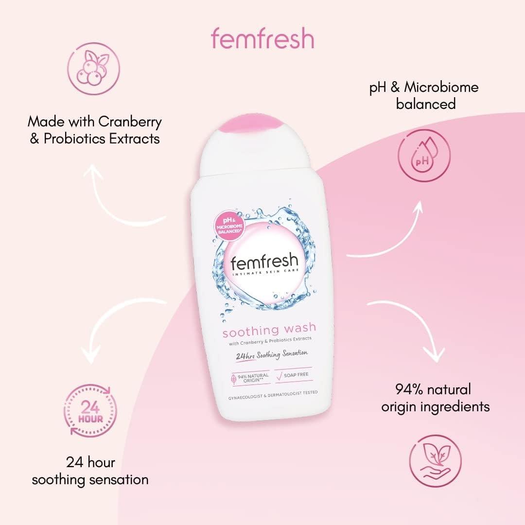 Femfresh Ultimate Care Soothing Wash Intimate Daily Vaginal Feminine Hygiene Shower Gel Cleanser 250ml - Scent Shave And All