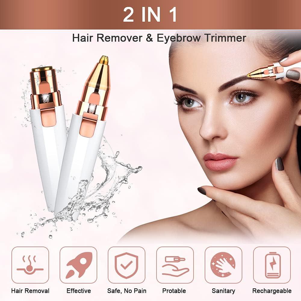 URAQT Facial Hair Remover for Women 2 in 1 Eyebrow Trimmer & Face Hair Remover - Scent Shave And All