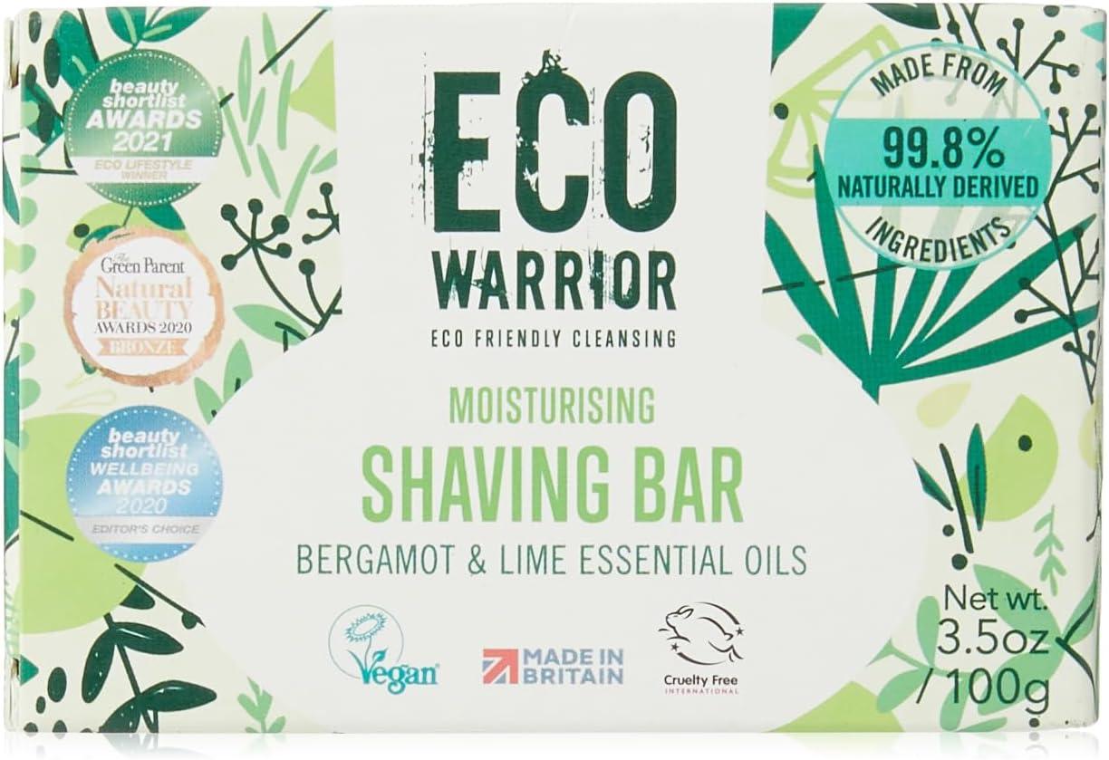 Eco Warrior Shaving Soap Vegan Cruelty Free Moisturising Coconut Oil & Shea Butter Fragranced with Bergamot & Lime 100g - Scent Shave And All