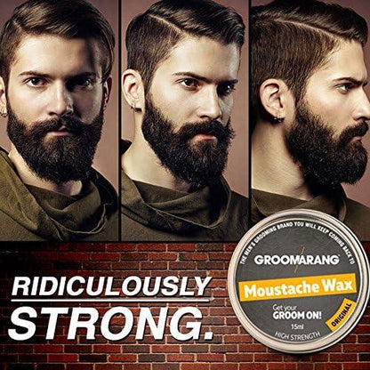 Groomarang Moustache & Beard Wax Extra Strong Hold Styling Wax Cruelty Free 15ml - Scent Shave And All