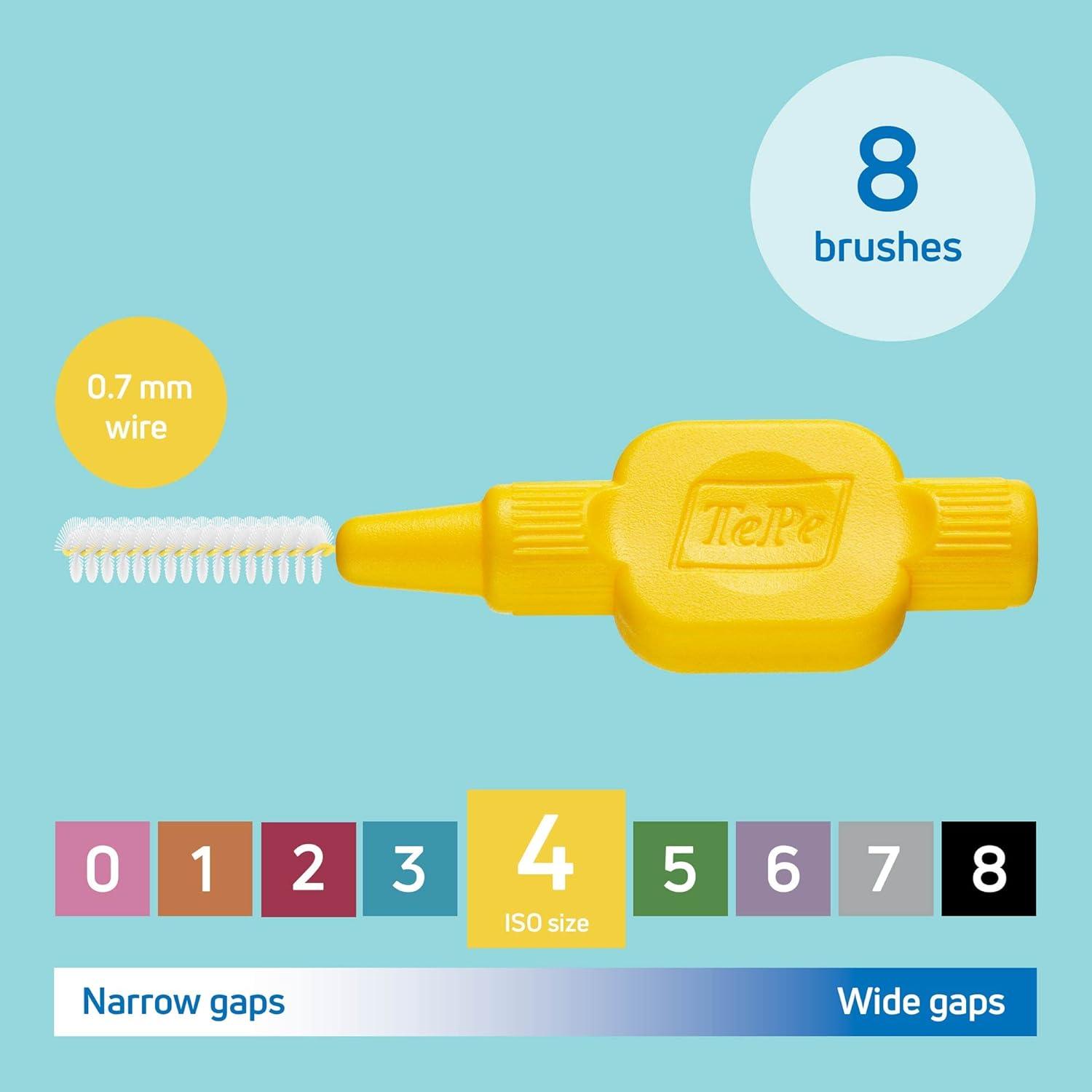 TePe Interdental Brush Original Yellow Size 4 (0.7 mm) Pack of 8 - Scent Shave And All