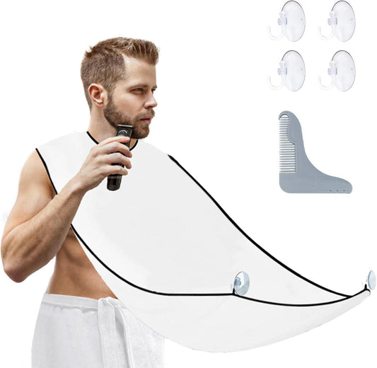 Beard Trimmer Catcher JT JUSTIME Beard Shaving Apron Bib Moustache Grooming Kit with Shaping Tool - Scent Shave And All