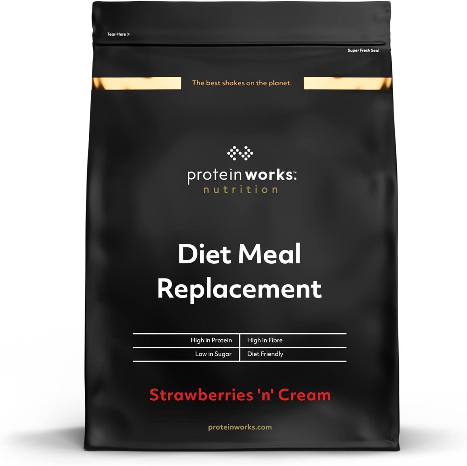 Protein Works Diet Meal Replacement Shake Nutrient Dense High Protein Meal Strawberries 'n' Cream 500g - Scent Shave And All