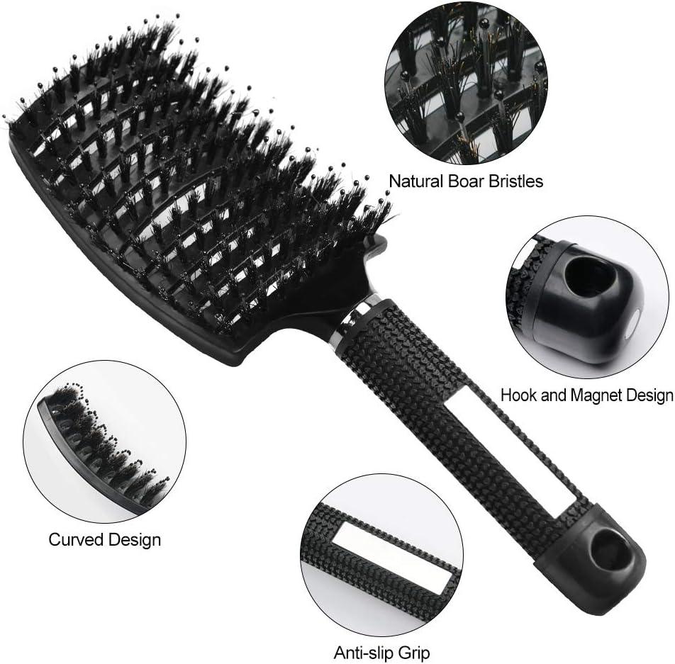 URAQT Hair Brush Boar Bristle Paddle Hairbrush Soft Massage Hair Comb - Scent Shave And All