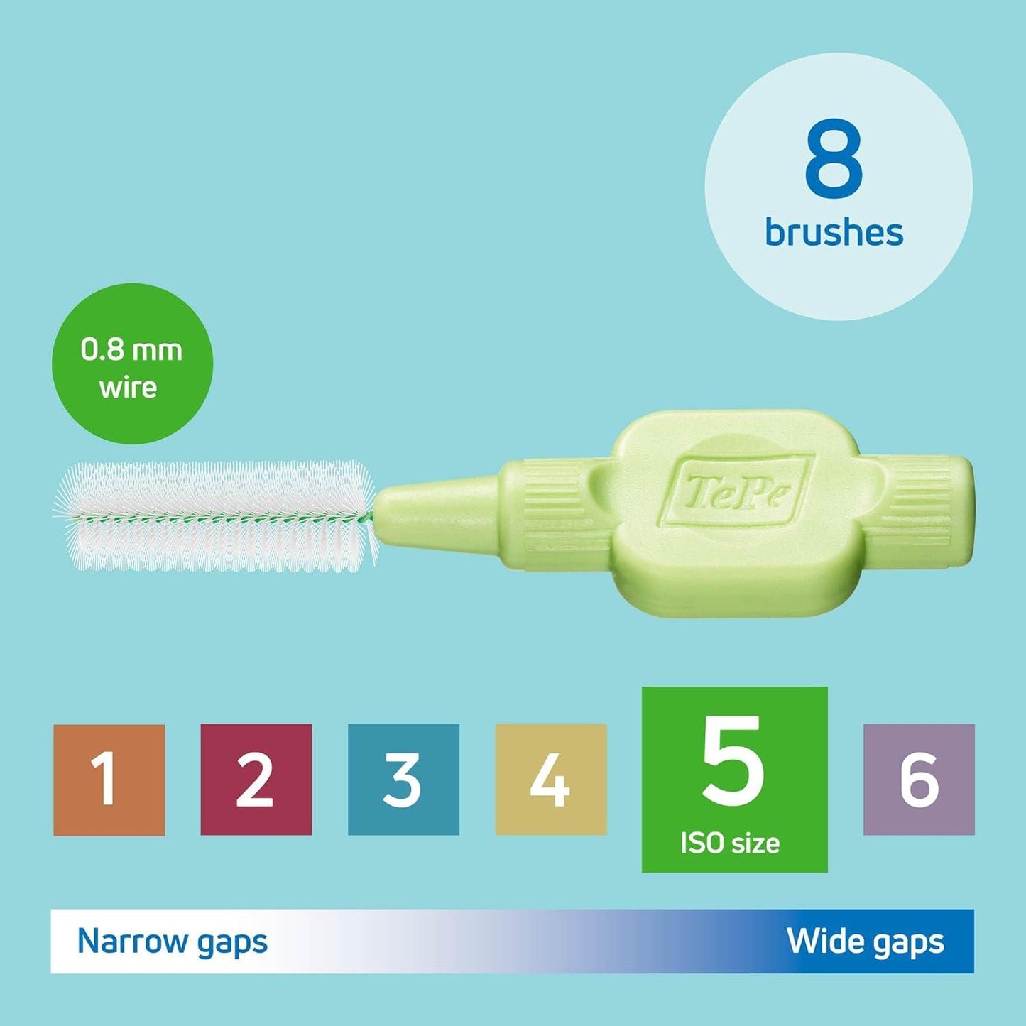 TePe Interdental Brushes Green Extra Soft Size 5 (0.8mm) Pack of 8 - Scent Shave And All