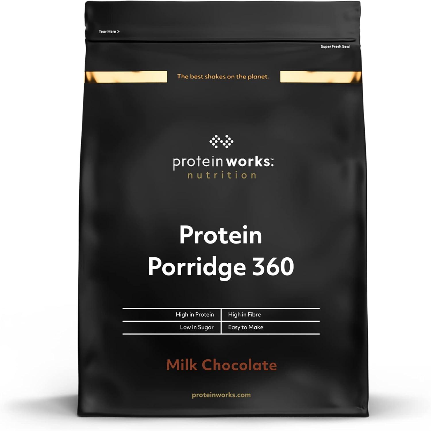 Protein Works High Protein Porridge 360 Added Vitamins Low GI Wholegrain Oats High Fibre Milk Chocolate 500g - Scent Shave And All