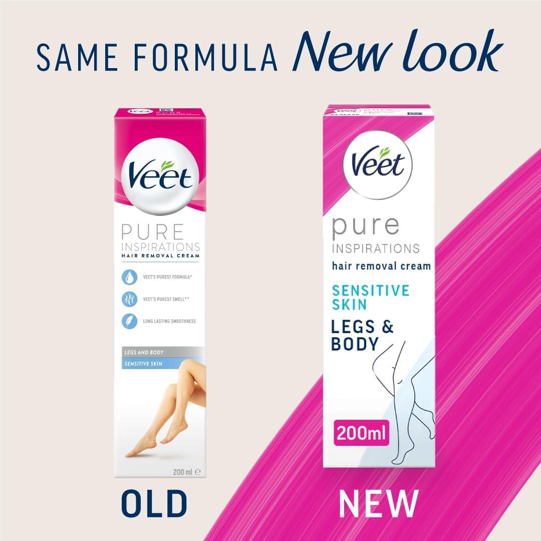 Veet Pure Inspirations Hair Removal Cream Legs & Body for Sensitive Skin 200ml - Scent Shave And All