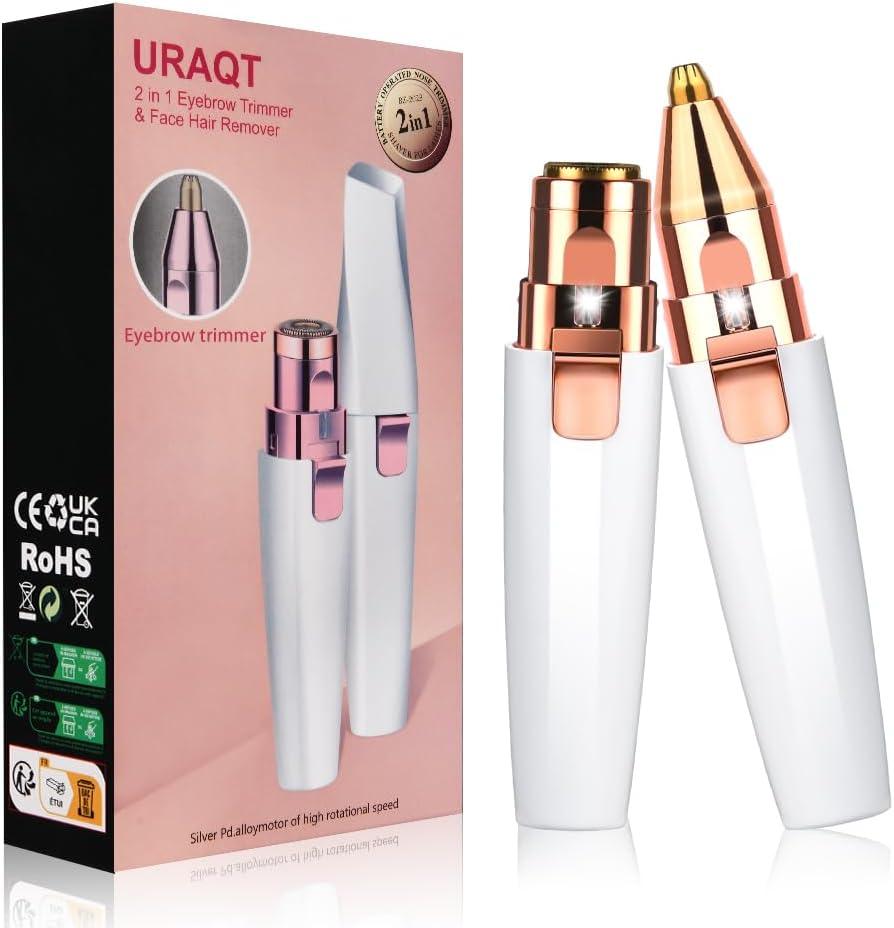 URAQT Facial Hair Remover for Women 2 in 1 Eyebrow Trimmer & Face Hair Remover - Scent Shave And All