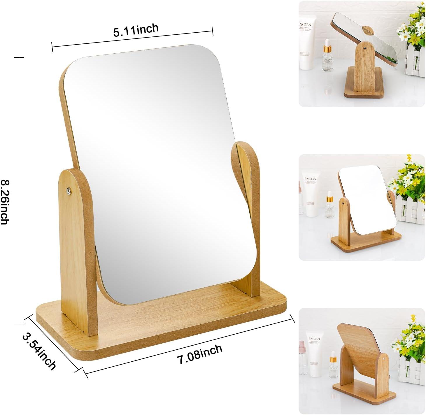 Fentar Desk Mirror 360 Rotatable Wooden Mirror Table Mirror with High Definition - Scent Shave And All