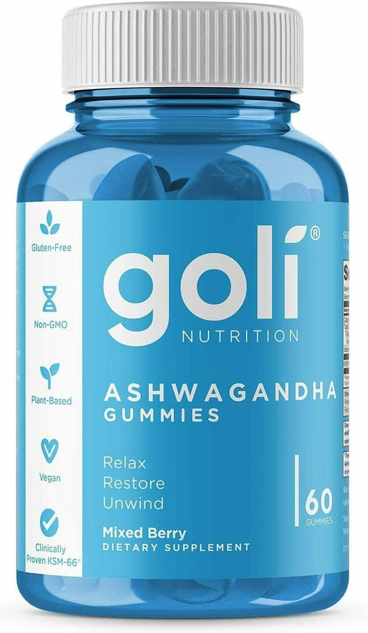 ASHWA Vitamin Gummy by Goli Nutrition Ashwagandha Gummies Relax Restore Unwind 60 Count - Scent Shave And All