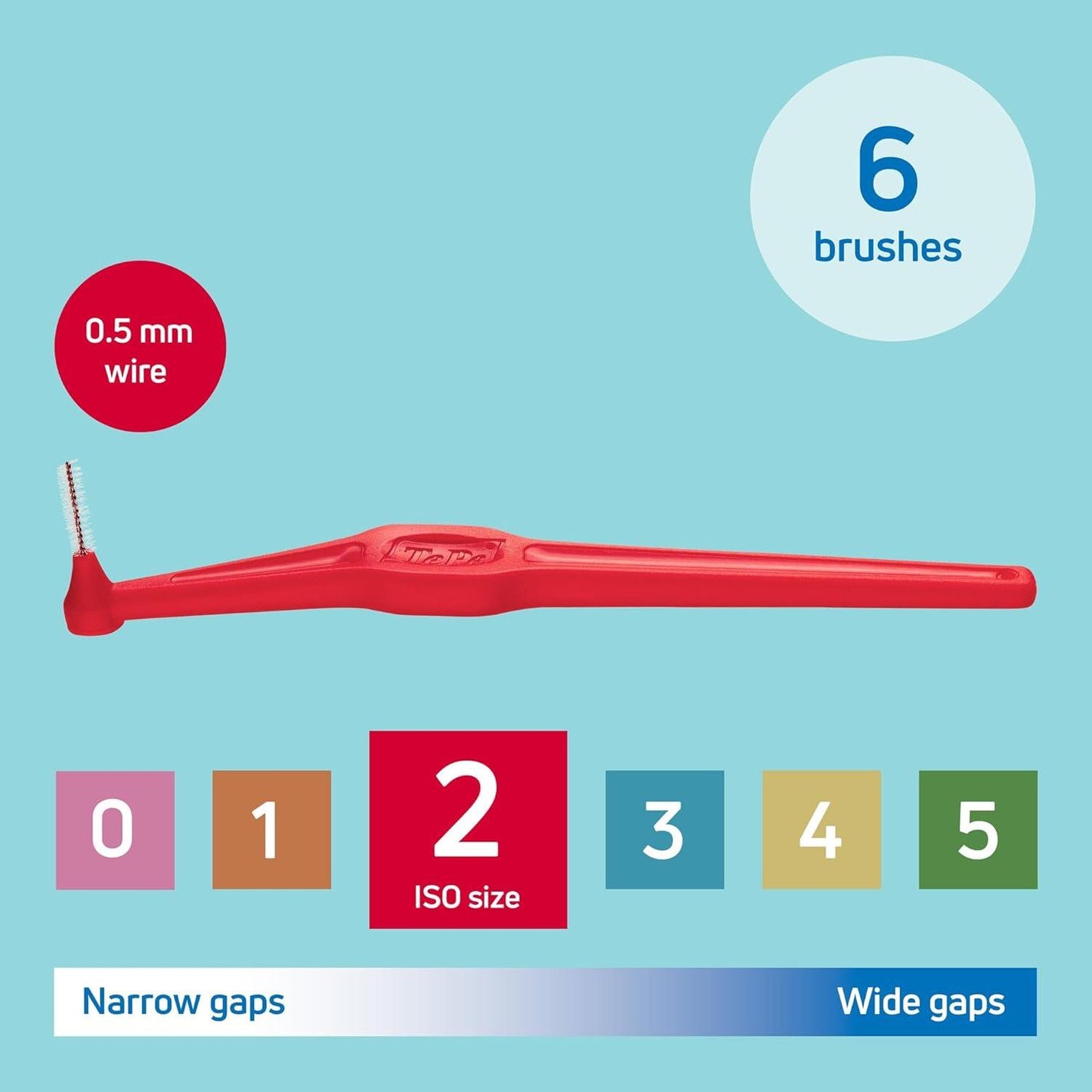 TePe Angle Red Interdental Brush 0.5mm Size 2 Pack of 6 Brushes - Scent Shave And All