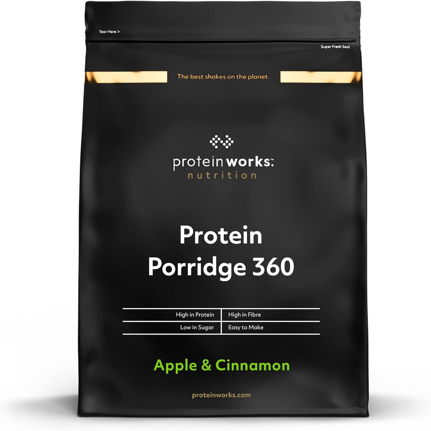 Protein Works Protein Porridge 360 Added Vitamins & Minerals Low GI Wholegrain Oats Apple & Cinnamon 500g - Scent Shave And All