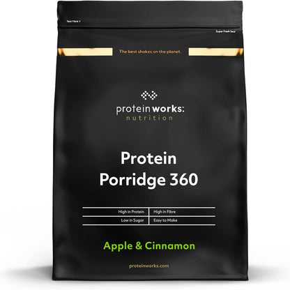Protein Works Protein Porridge 360 Added Vitamins & Minerals Low GI Wholegrain Oats Apple & Cinnamon 500g - Scent Shave And All
