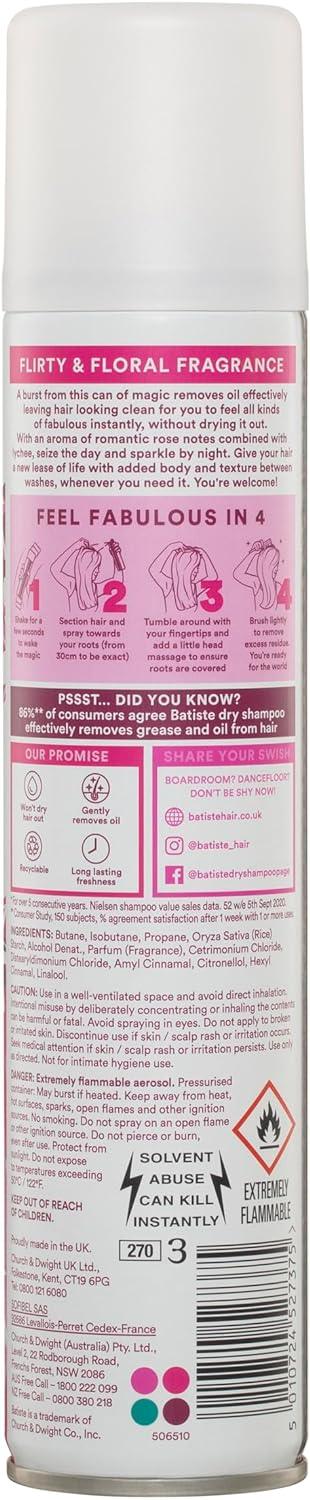 Batiste Dry Shampoo in Blush 200ml Floral & Flirty Fragrance No Rinse - Scent Shave And All