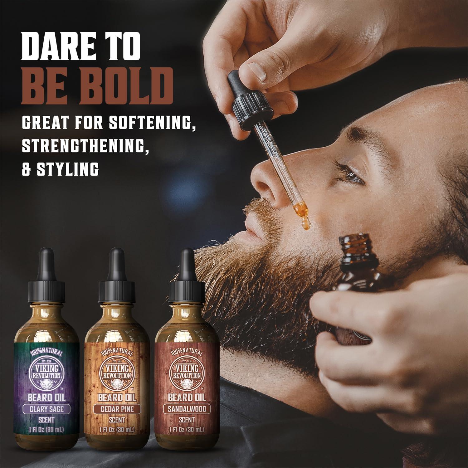 Viking Revolution Beard Oil For Men 3 Pack All Natural Variety Beard Growth Oil - Scent Shave And All