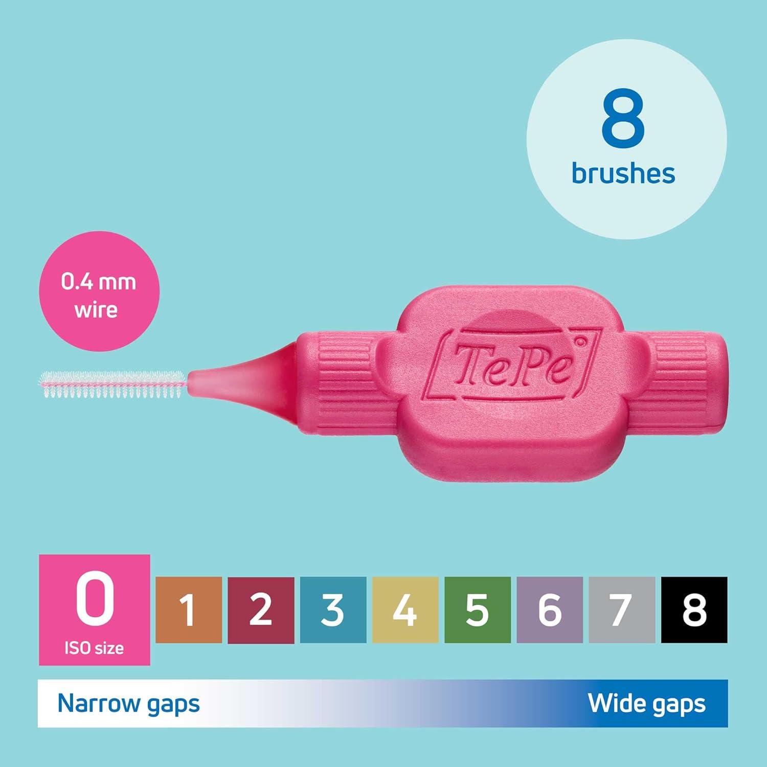 TePe Interdental Brushes Pink Size 0 (0.4mm) Pack of 8 Brushes - Scent Shave And All