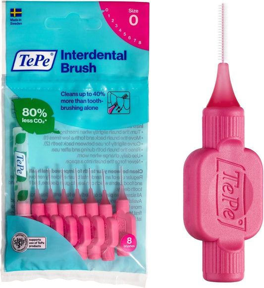 TePe Interdental Brushes Pink Size 0 (0.4mm) Pack of 8 Brushes - Scent Shave And All