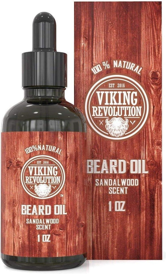 Viking Revolution Beard Oil Sandalwood Scent 28g Softens & Strengthens Beards - Scent Shave And All