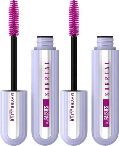 Maybelline Extension Mascara, Salon-Like Extension, Provides +36% More Length & X10 Volume, Hybrid-Fiber Technology & Extended Helix Brush, The Falsies Surreal, Black