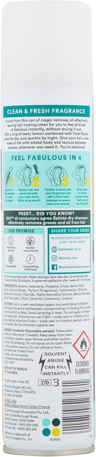 Batiste Dry Shampoo Original 200ml Fresh & Clean Fragrance No Rinse - Scent Shave And All