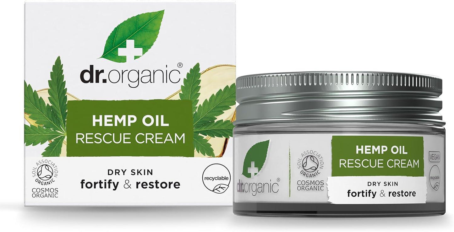 Dr Organic Hemp Oil Rescue Cream Moisturising Certified Organic 50ml - Scent Shave And All