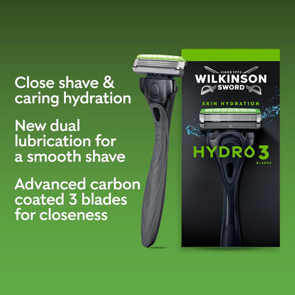 Wilkinson Sword Hydro 3 Men’s Razor Blade Refills, XXL 16 Pack | 3 Blade Face or Body Razors for Men, Dual Lubrication, Hydrating Gel Formula, Great Shavers for Wash Bags or Holidays
