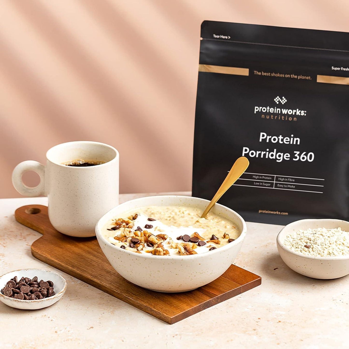 Protein Works High Protein Porridge 360 Added Vitamins Low GI Wholegrain Oats High Fibre Milk Chocolate 500g - Scent Shave And All