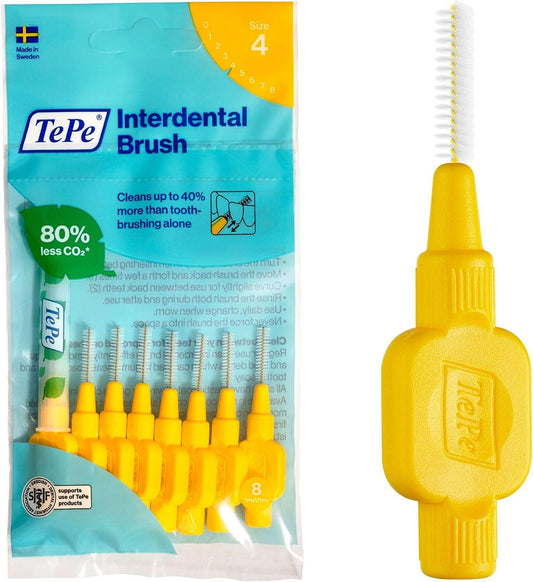 TePe Interdental Brush Original Yellow Size 4 (0.7 mm) Pack of 8 - Scent Shave And All