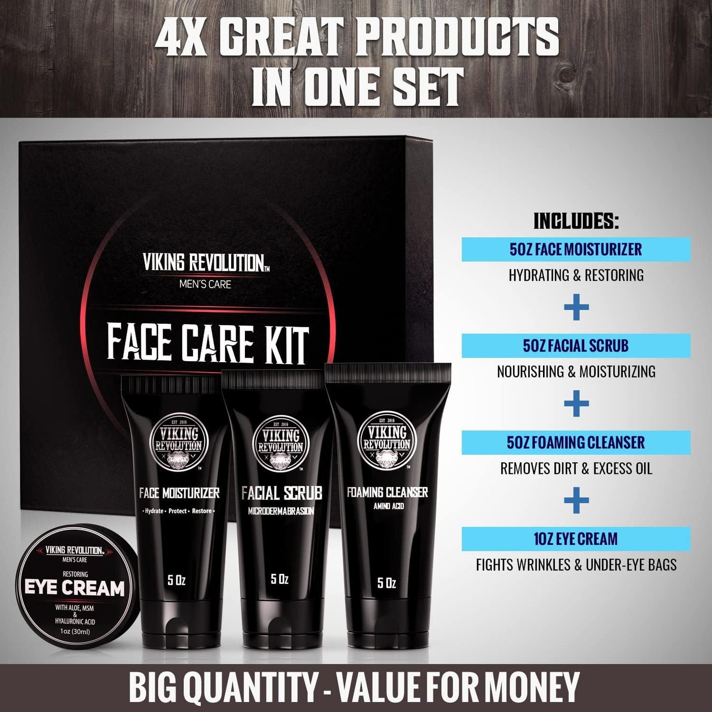 Viking Revolution Complete Mens Skincare Kit for Premium Skincare - Scent Shave And All