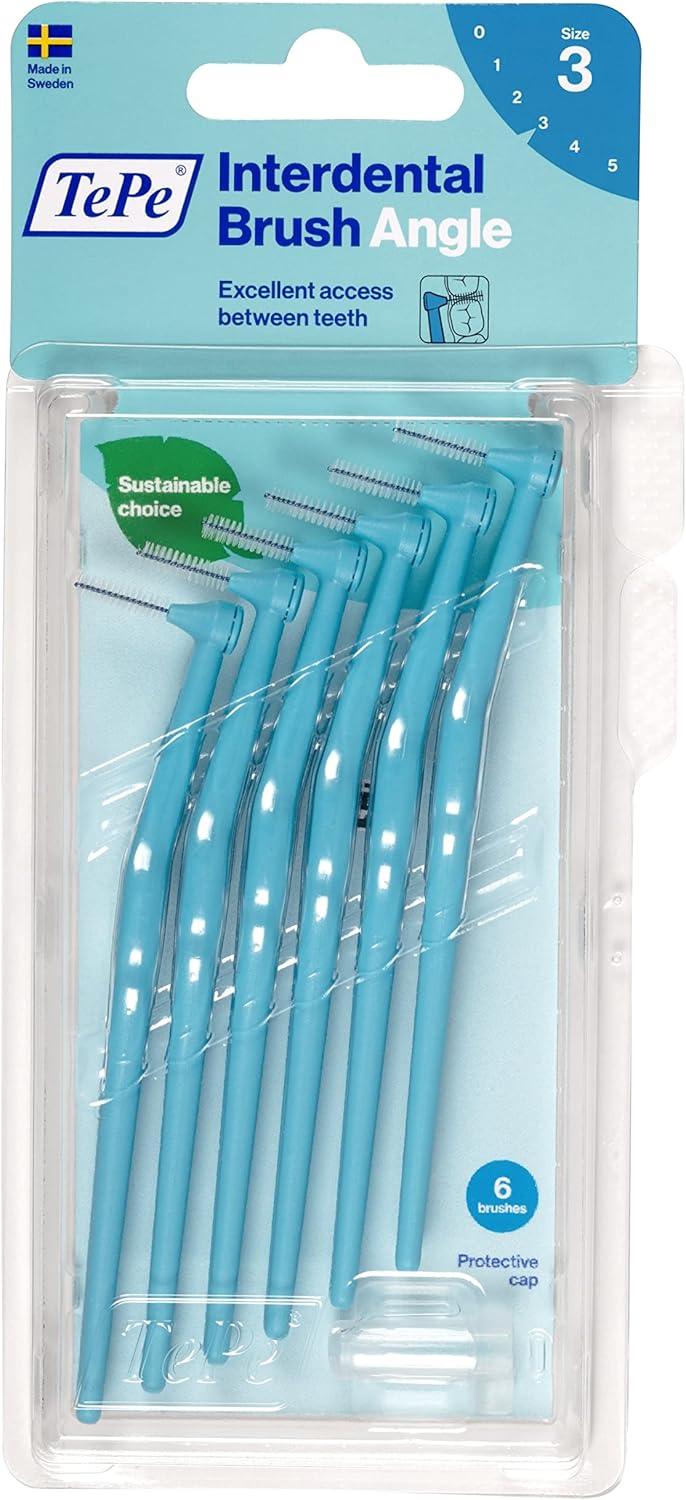 TePe Angle Blue Interdental Brushes Size 3 (0.6mm) Pack of 6 - Scent Shave And All