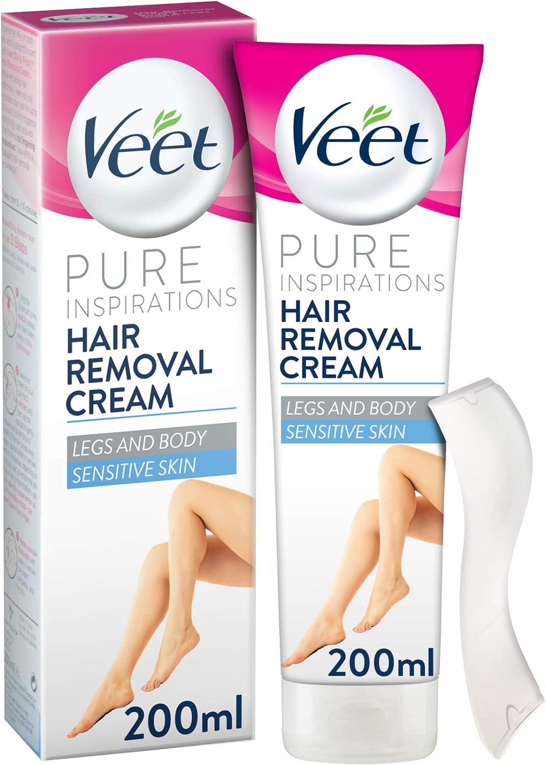 Veet Pure Inspirations Hair Removal Cream Legs & Body for Sensitive Skin 200ml - Scent Shave And All