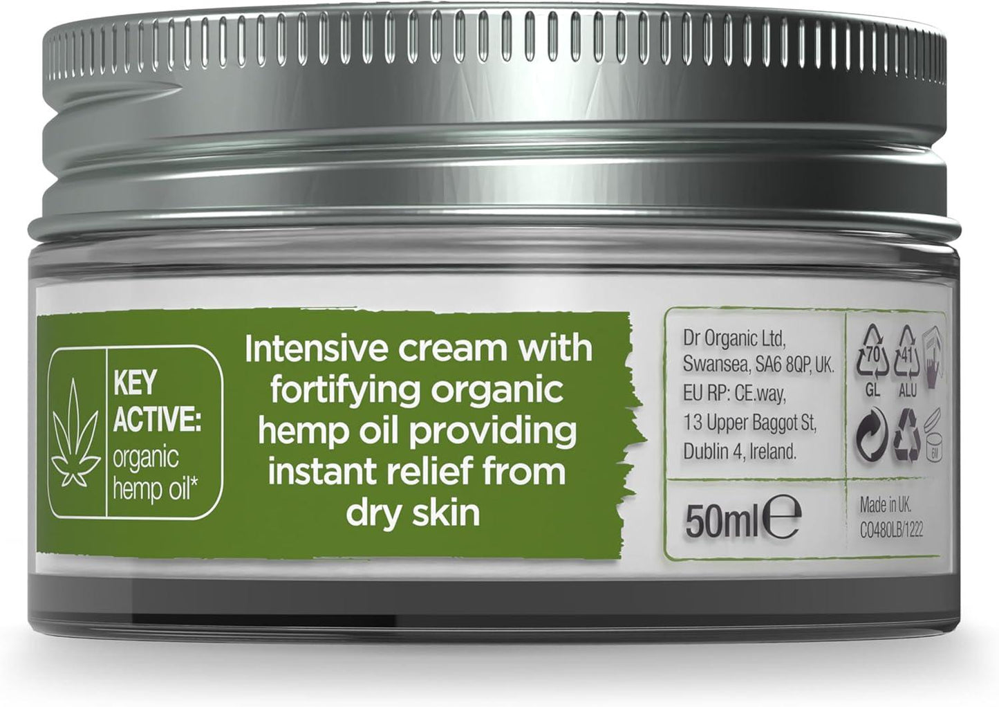 Dr Organic Hemp Oil Rescue Cream Moisturising Certified Organic 50ml - Scent Shave And All