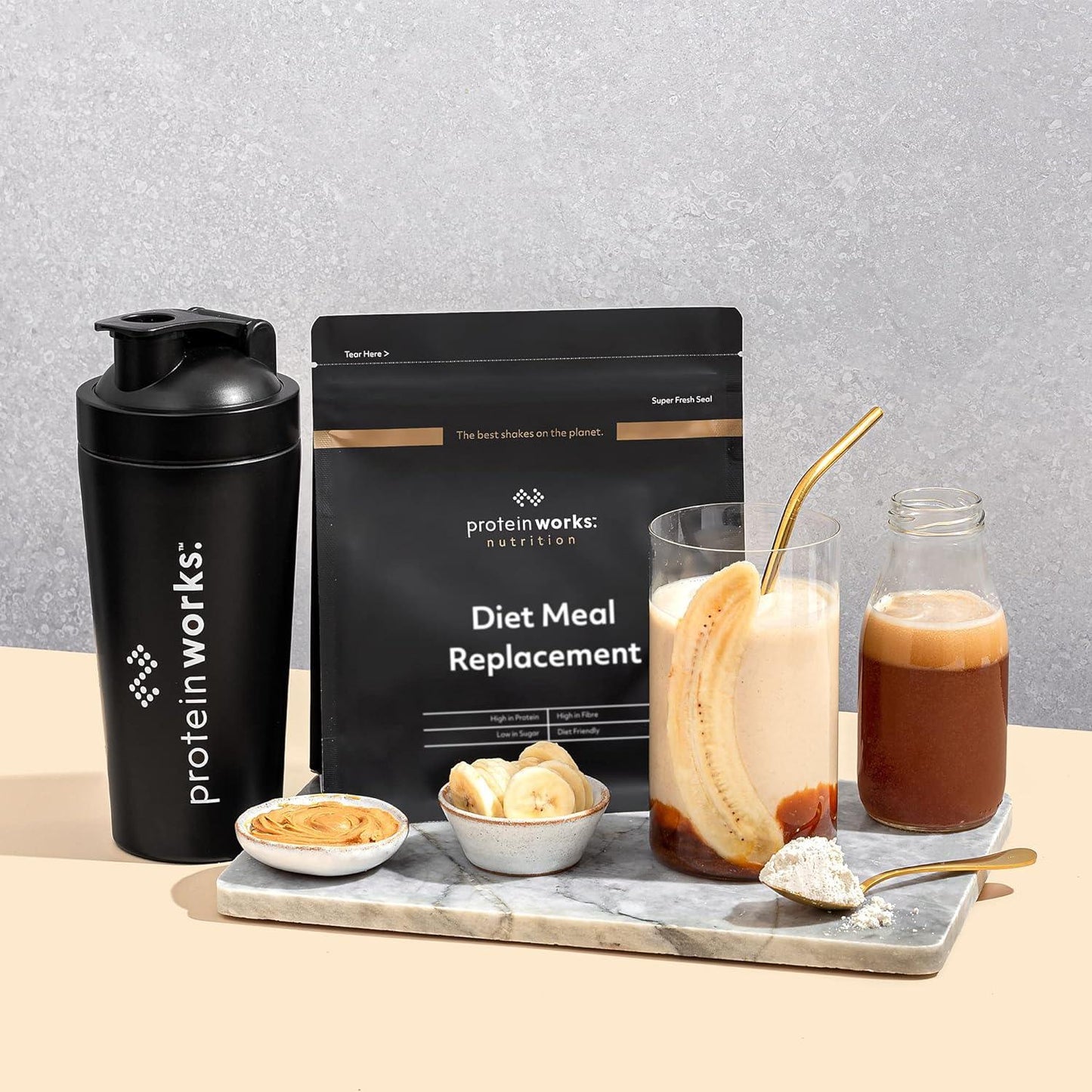 Protein Works Diet Meal Replacement Shake Nutrient Dense High Protein Meal Strawberries 'n' Cream 500g - Scent Shave And All