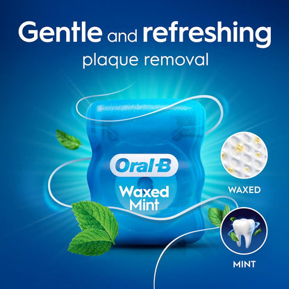 Oral-B Satin Tape Floss, Removes Plaque, Waxed Dental Floss for Tight Spaces, for a Fresh, Clean Feeling, Mint Flavour 50m Roll