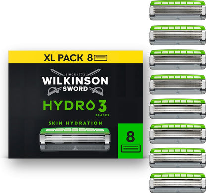 Wilkinson Sword Hydro 3 Men’s Razor Blade Refills, XXL 16 Pack | 3 Blade Face or Body Razors for Men, Dual Lubrication, Hydrating Gel Formula, Great Shavers for Wash Bags or Holidays