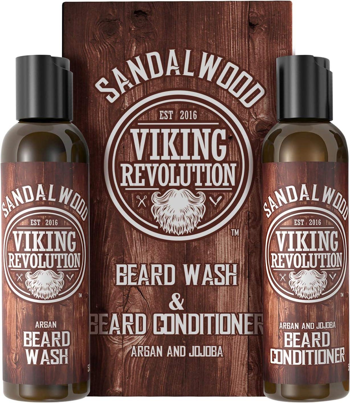 Viking Revolution Sandalwood Beard Wash & Beard Conditioner with Argan & Jojoba Oils 142g - Scent Shave And All