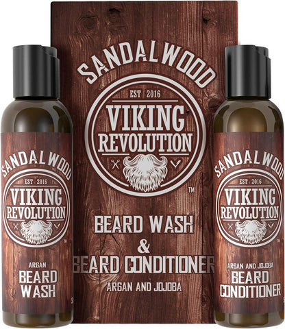 Viking Revolution Sandalwood Beard Wash & Beard Conditioner with Argan & Jojoba Oils 142g - Scent Shave And All