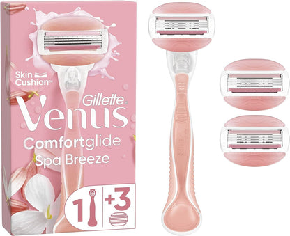 Gillette Venus ComfortGlide Spa Breeze Women's Razor + 3 Razor Blade Refills - Scent Shave And All