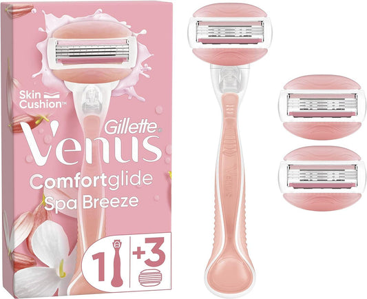 Gillette Venus ComfortGlide Spa Breeze Women's Razor + 3 Razor Blade Refills - Scent Shave And All