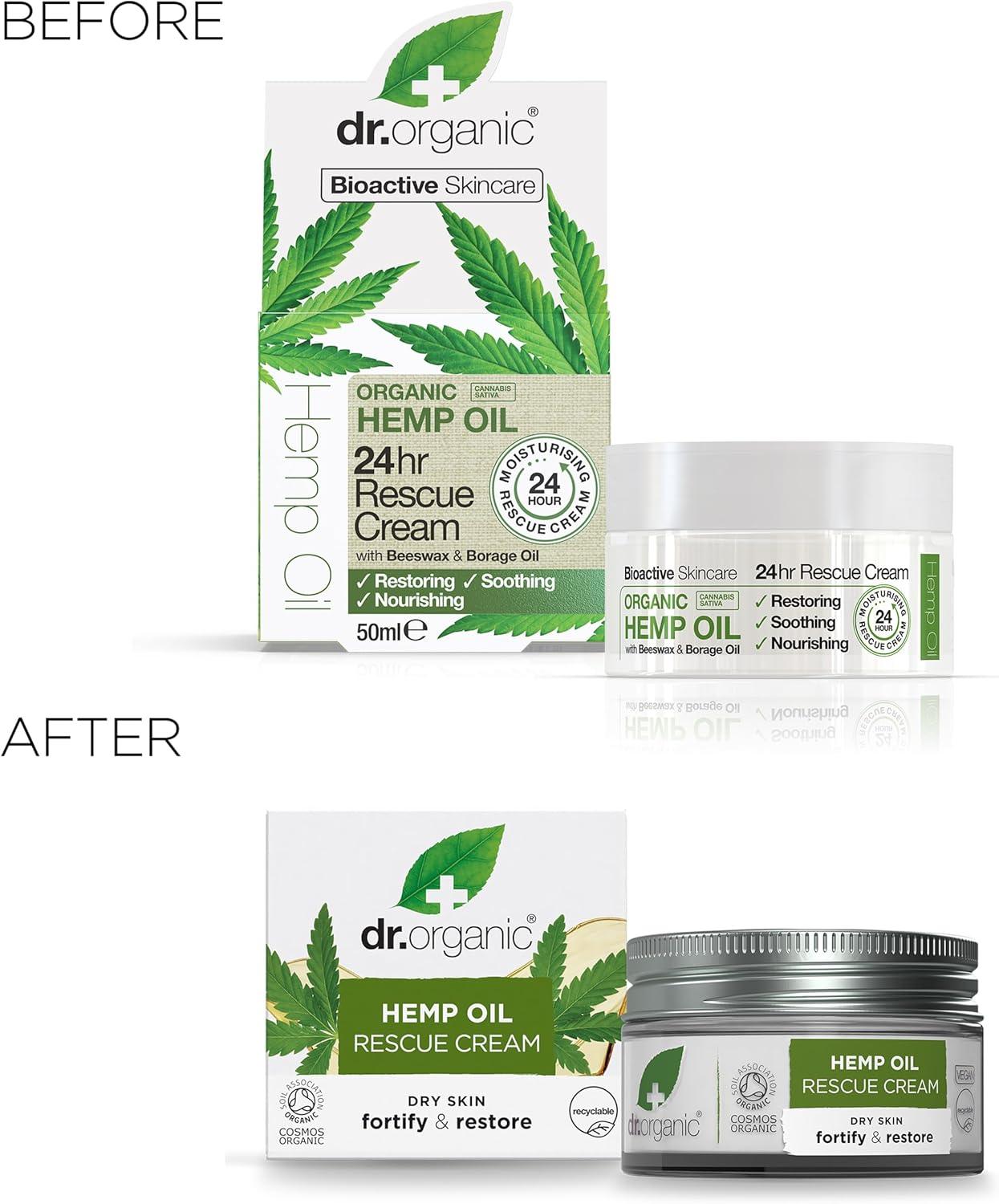 Dr Organic Hemp Oil Rescue Cream Moisturising Certified Organic 50ml - Scent Shave And All