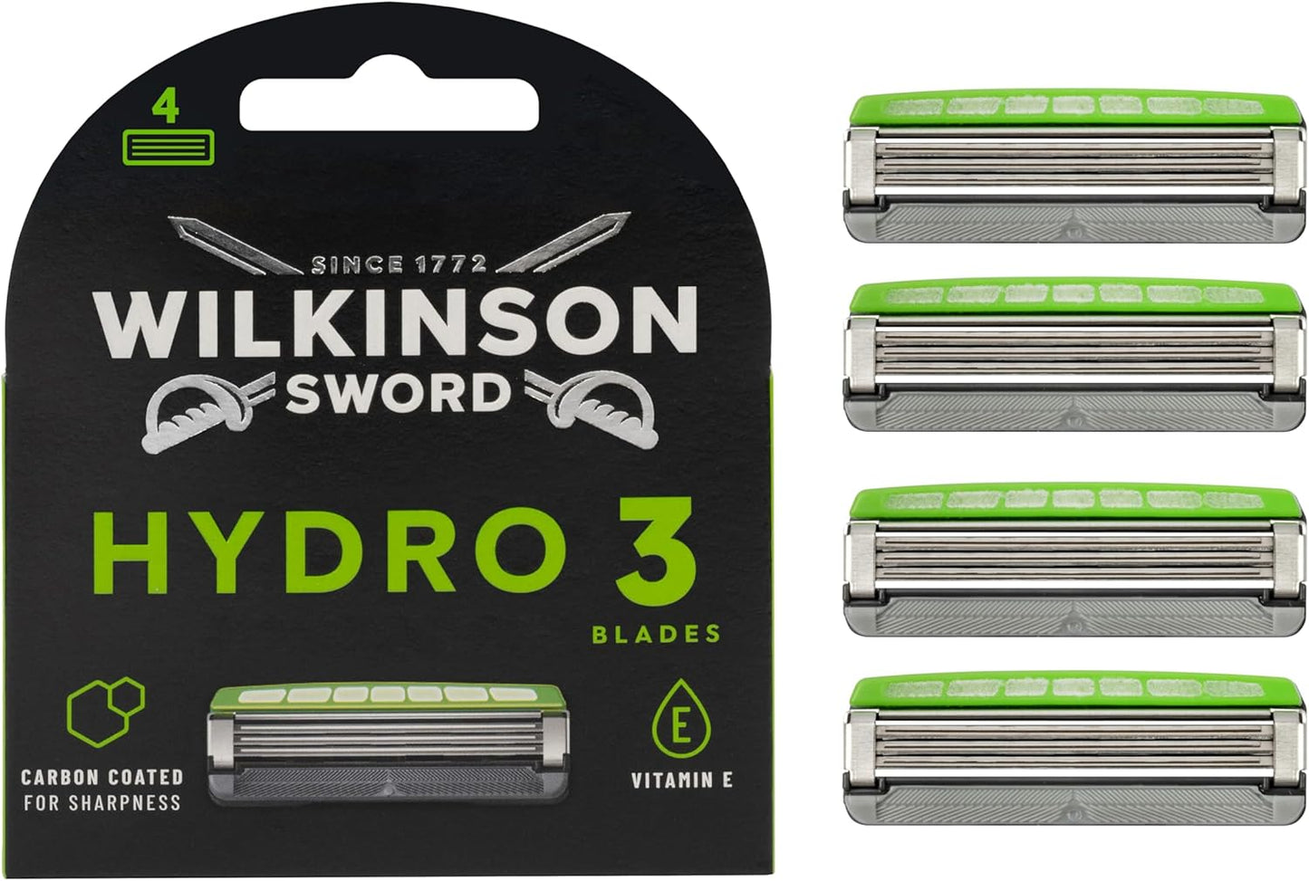 Wilkinson Sword Hydro 3 Men’s Razor Refills, Great Addition to Wash Bags for Men's Grooming, Great Shavers for Routine Shaving, 8 Refill Razor Blades Pack