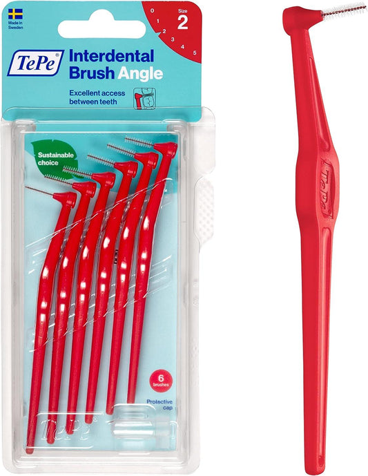 TePe Angle Red Interdental Brush 0.5mm Size 2 Pack of 6 Brushes - Scent Shave And All