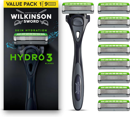 Wilkinson Sword Hydro 3 Men’s Razor Blade Refills, XXL 16 Pack | 3 Blade Face or Body Razors for Men, Dual Lubrication, Hydrating Gel Formula, Great Shavers for Wash Bags or Holidays