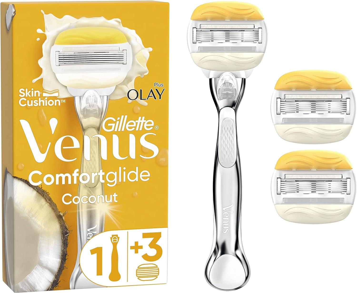 Gillette Venus ComfortGlide Coconut with Olay Women's Razor + 3 Razor Blade Refills - Scent Shave And All