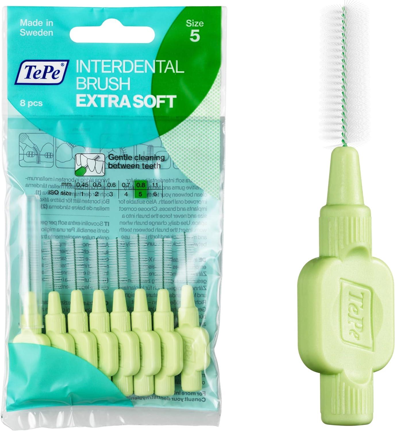 TePe Interdental Brushes Green Extra Soft Size 5 (0.8mm) Pack of 8 - Scent Shave And All