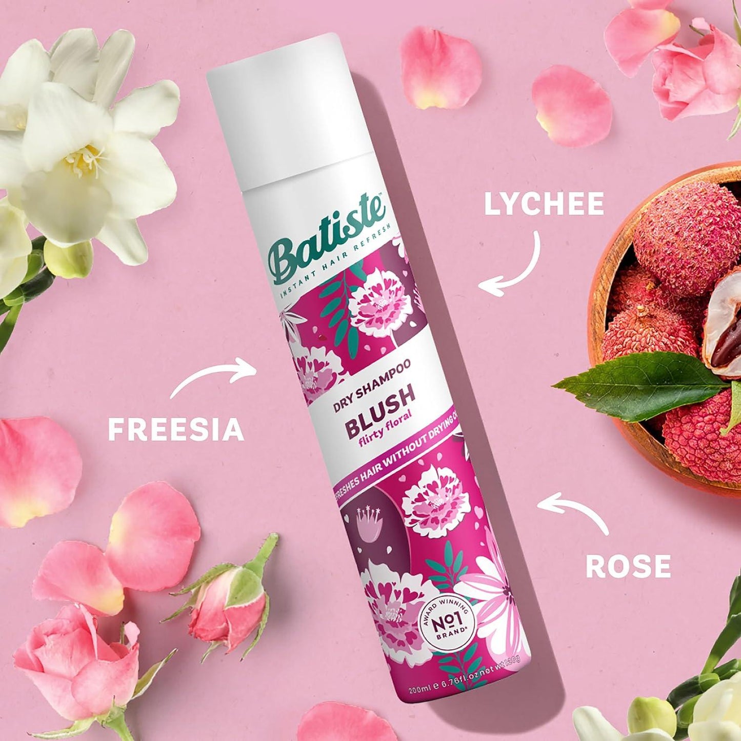 Batiste Dry Shampoo in Blush 200ml Floral & Flirty Fragrance No Rinse - Scent Shave And All